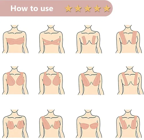 Vista 5 de Cinta de levantamiento de senos cinta de elevación y moda cinta de boob cinta de moda bob cubiertas de pezones cinta corporal para el pecho