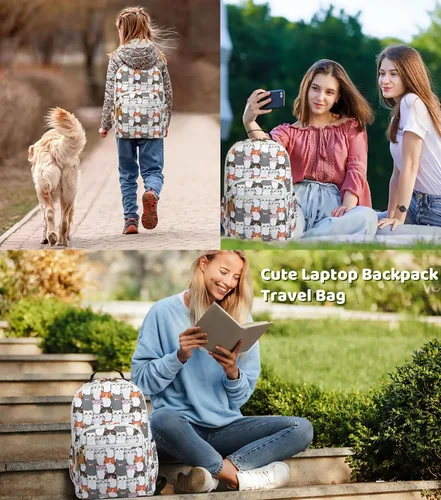 Vista 69 de Leaper Mochila para laptop para mujer: linda mochila floral para escuela, universidad, viajes, trabajo, mochila ligera para niños, Negro margarita