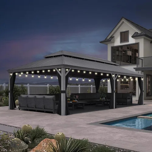 Vista 13 de PURPLE LEAF - Gazebo para exteriores de 10 x 12 pies, con sistema de drenaje