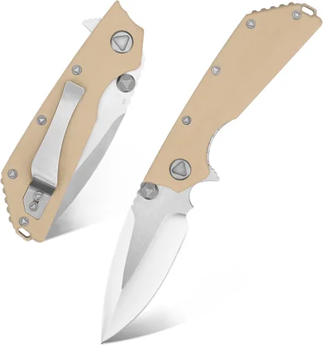 Vista 11 de Eafengrow EF335 Cuchillos plegables con hoja D2 y mango G10, cuchillo de bolsillo EDC de 5 pulgadas cerrado con clip (negro)