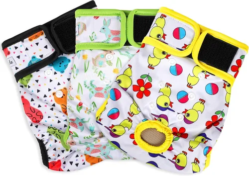 Vista 2 de Pañales lavables para perros, para hembras caninas, reutilizables, para periodo de celo, altamente absorbentes, para incontinencia, con broches
