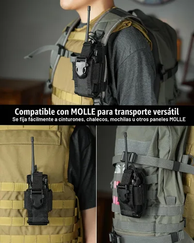 Vista 3 de VIPERADE MOLLE Funda de Radio - Funda Universal para Walkie Talkie para Cinturón de Servicio y Chaleco, Soporte de Radio Táctico para Baofeng Negro