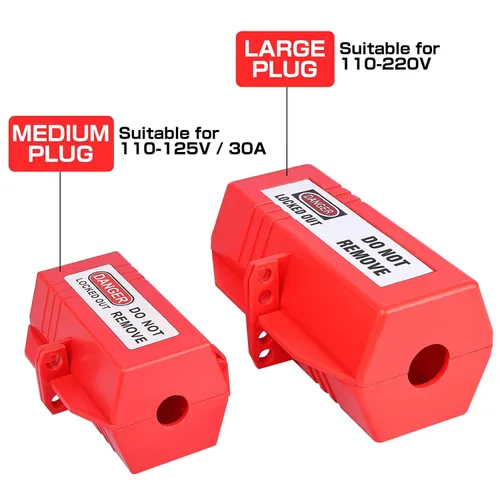 Vista 7 de RealPlus Bloqueo de enchufe para etiquetado de bloqueo, bloqueo de cable de alimentación de 110 a 220 voltios, dispositivo de bloqueo de enchufe