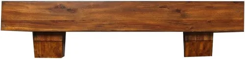 Vista 4 de Duluth Forge Mantel de madera de acacia maciza de 48 pulgadas con ménsulas, acabado blanco antiguo, perfecto para chimeneas de gas y leña