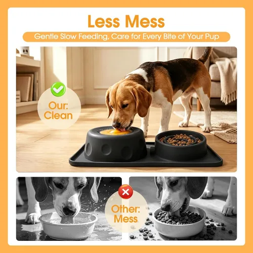 Vista 5 de Slow Feeder Dog Bowls for Liquid/Dry Food, Bone Broth Dog Lick Bowl 380ML Black