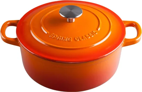 Vista 9 de EDGING CASTING Hornos holandeses con tapa, horno holandés cubierto de hierro fundido esmaltado de 5.5 cuartos de galón con doble asa, cian oscuro