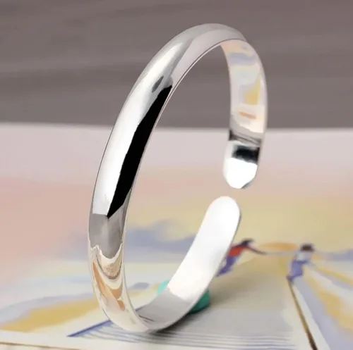 Vista 4 de Pulseras de plata de ley para mujer, joyería de moda, simple, ajustable, de plata 925, para mujeres, mamá, esposa, San Valentín, regalo del día