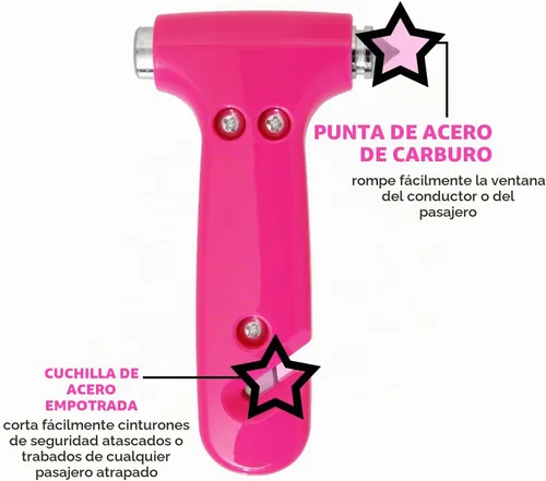 Vista 3 de Martillo de seguridad súper lindo, herramienta de martillo de escape automotriz de emergencia, cortador de cinturón de seguridad y herramienta