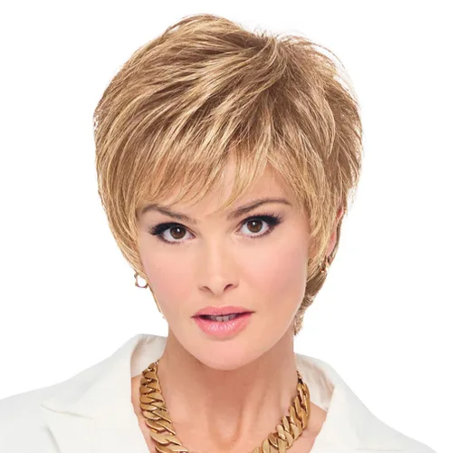 Vista 11 de Raquel Welch - Peluca corta Bob atada a mano feroz y enfocada por Hairuwear, gorra de tamaño medio, castaño iluminado por el sol RL10/12