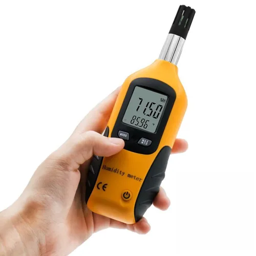 Vista 7 de Preciva Termohigrómetro digital psicómetro, mini medidor LCD de temperatura y humedad con punto de rocío y temperatura de bombilla húmeda