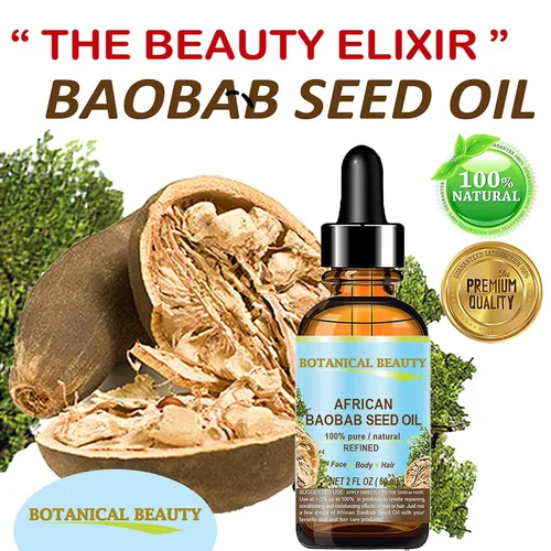 Vista 5 de Botanical Beauty Aceite de semillas de BAOBAB 100% puro y natural refinado prensado en frío aceite portador 2 fl oz 2.0 fl oz para cara, piel