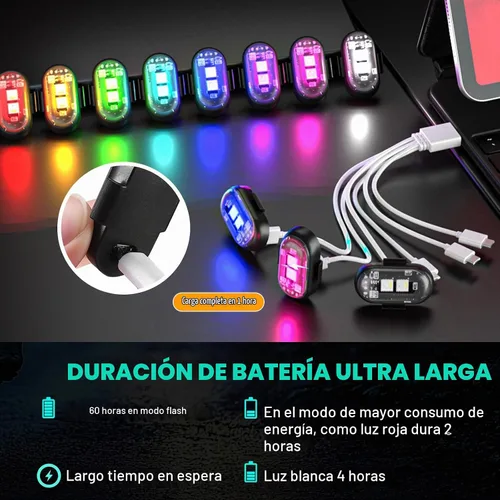Vista 4 de 8PCS Luces Estroboscópicas LED Inalámbricas, Halloween 8 Colores Luces Estroboscópicas Inalámbricas con Control Remoto, IP65 Impermeable Recargable