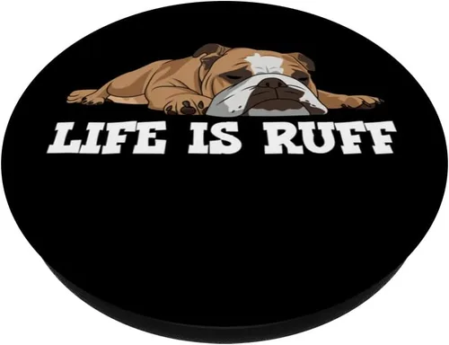 Vista 2 de Bulldog inglés Funny Life Is Ruff PopSockets intercambiables PopGrip