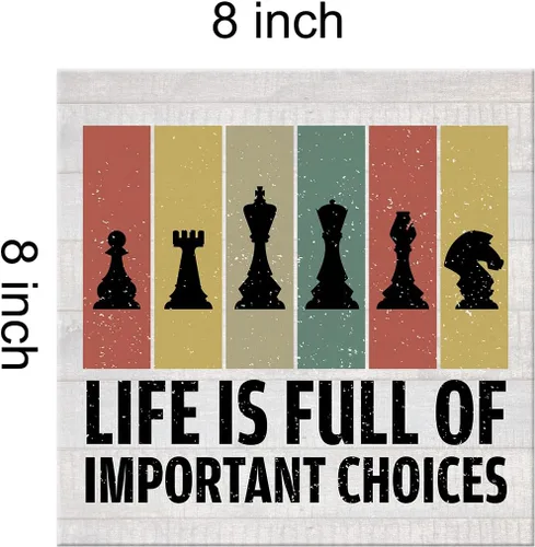 Vista 2 de Life is Full of Important Choices - Póster de ajedrez enmarcado para decoración de pared, póster de ajedrez, 8 x 8 pulgadas, regalo para los amantes