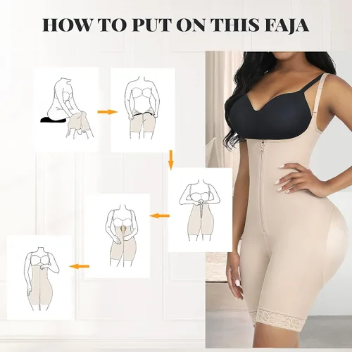 Vista 6 de FeelinGirl Fajas moldeadoras para mujer con control de abdomen faja colombiana para mujer con cremallera busto abierto entrenamiento de cintura