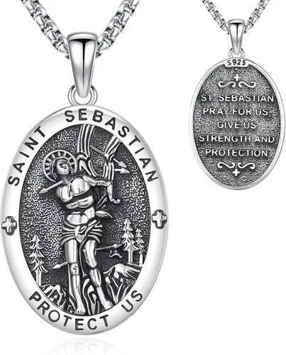Vista 45 de Collar de San Patrono de Plata de Ley 925 St 01-Virgen María-Oro
