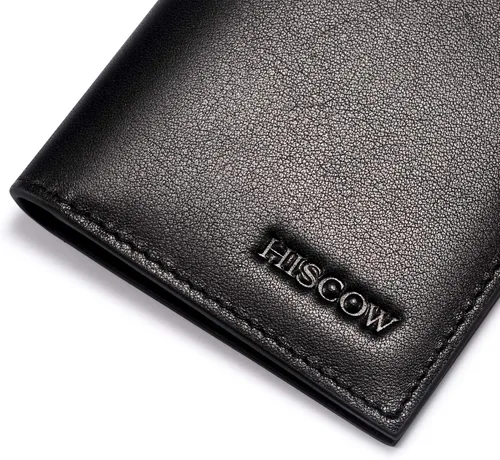 Vista 9 de Slim Leather Credit Card Holder 4cc for Men & Women, Italian Calfskin (Black)