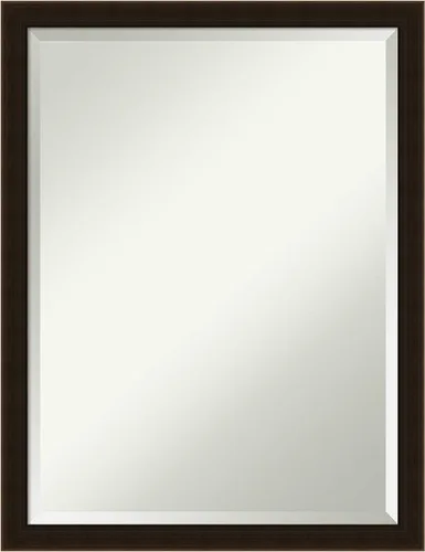 Vista 76 de Amanti Art Espejo de pared marrón de 26 x 22 pulgadas, espejo rectangular de baño de Alejandría marrón rústico para decoración de pared, sala