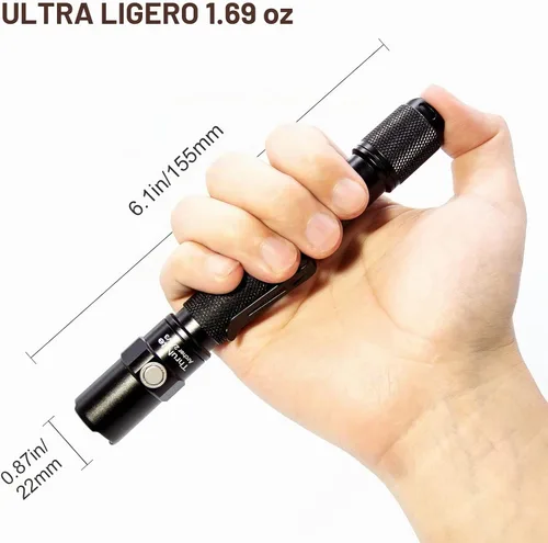 Vista 7 de ThruNite Linterna LED blanca fría Archer 2A V3 de 500 lúmenes, mini linterna AA con cordón, IPX8 resistente al agua con doble interruptor