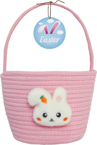 Vista 12 de Cesta de Pascua, cestas de Pascua para niños, cesta de Pascua personalizada para niños y niñas, juego de 2 huevos de conejo vacíos, niños, niñas