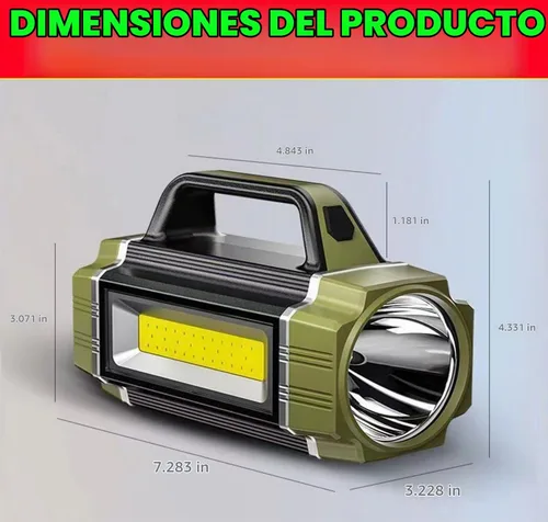 Vista 8 de Foco LED solar recargable, súper brillante 13000 lúmenes, reflector LED de mano, linterna de campamento multifunción, 6 modos de luz, IPX4