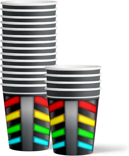 Vista 3 de Juego de suministros de fiesta de cumpleaños con etiqueta láser para platos, servilletas, vasos, vajilla para 16