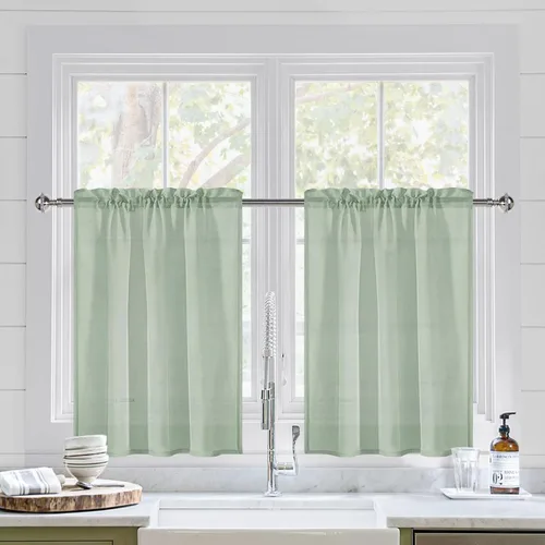 Vista 47 de DWCN Cortinas Transparentes Aqua de Voile Semitransparente con Bolsillo para Barra para Dormitorio y Sala de Estar, 36 x 36 pulgadas de Largo, Juego