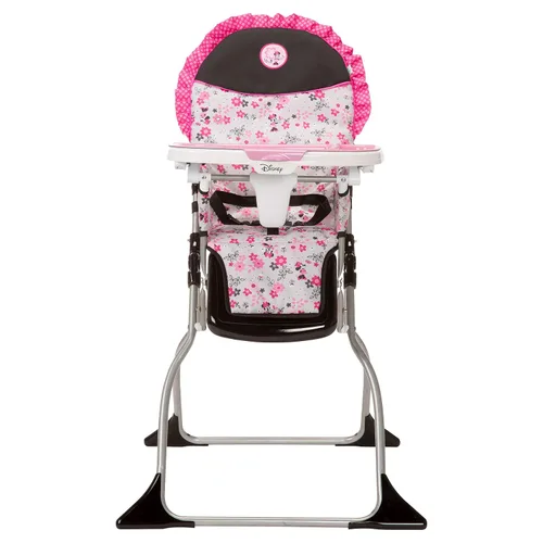 Vista 4 de Disney Baby Minnie Mouse - Trona plegable para bebé, silla alta plegable simple con bandeja de 3 posiciones, Garden Delight