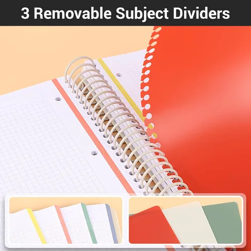 Vista 5 de EUSOAR - Cuaderno en espiral de papel gráfico, tamaño A4 de 9.25" x 11.7", gran cuaderno de 3 asignaturas, cuaderno de diario de tapa dura