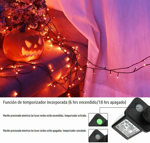 Vista 2 de BrizLabs Guirnalda de luces de Halloween, 240 luces LED naranja conectables