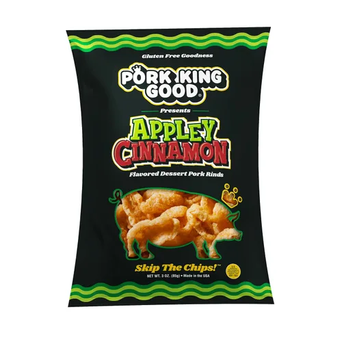 Vista 12 de Pork King Good Appley Cinnamon - Cortezas de cerdo con sabor a postre de 3 onzas (paquete de 4) dulces y salados, aperitivos sin gluten