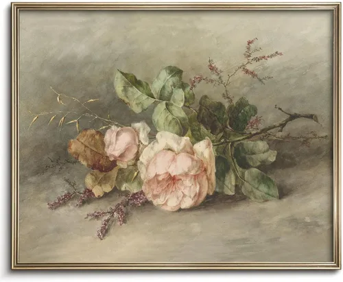 Vista 27 de Pintura vintage de paisaje de campo de flores silvestres, arte de pared de paisaje rural de granja, impresión artística de paisaje de jardín