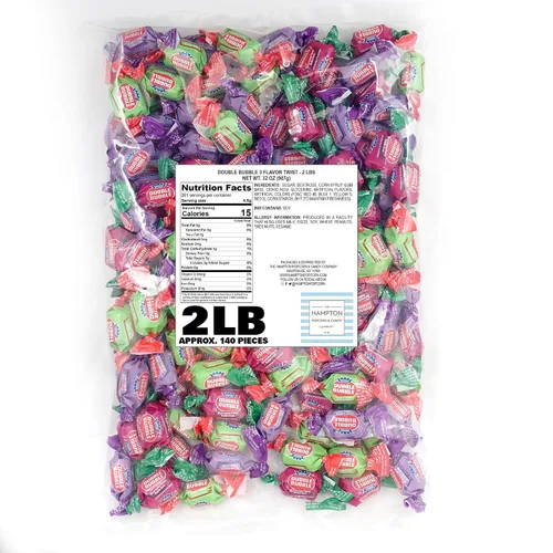 Vista 3 de Hampton Popcorn & Candy Company - Goma de mascar con sabor a fruta doble surtido, bolsa a granel de 1 libra (aproximadamente 70 piezas) - Goma