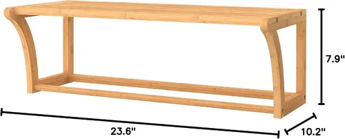 Vista 8 de ClosetMaid Estante de pared de bambú con toallero, estantes de almacenamiento de montaje en pared, estante organizador, acabado natural