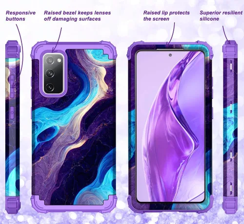 Vista 6 de Hocase Funda para Galaxy S20 FE 5G, Protección resistente a prueba de golpes, goma de silicona suave + parachoques de plástico duro, funda