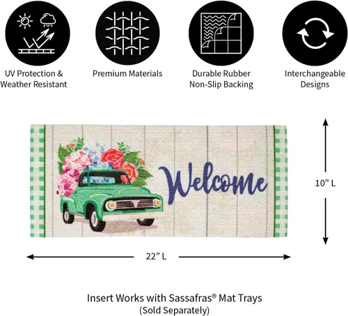 Vista 3 de Evergreen Sassafras Spring Flower Delivery - Tapete de entrada intercambiable para interiores y exteriores, 22 x 10 pulgadas, parte trasera