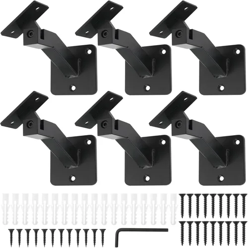 Vista 8 de RealPlus Soportes ajustables para pasamanos giratorios de acero resistente para barandilla de escalera, paquete de 3