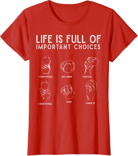 Vista 84 de Tipos de béisbol Pitches Life Choices Jugador Camiseta