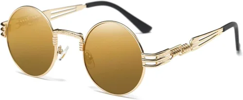 Vista 53 de Dollger Gafas de sol redondas Steampunk con marco de metal