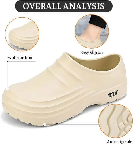 Vista 5 de Armadillo - Zapatos de chef antideslizantes para hombres y mujeres, zuecos cómodos y antideslizantes para enfermería, zapatos de trabajo ligeros