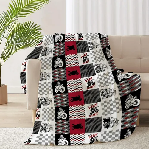 Vista 20 de Manta de forro polar suave para regalo de motocicletas de motocross, manta acogedora de franela, aire acondicionado, 50x40 pulgadas para niños