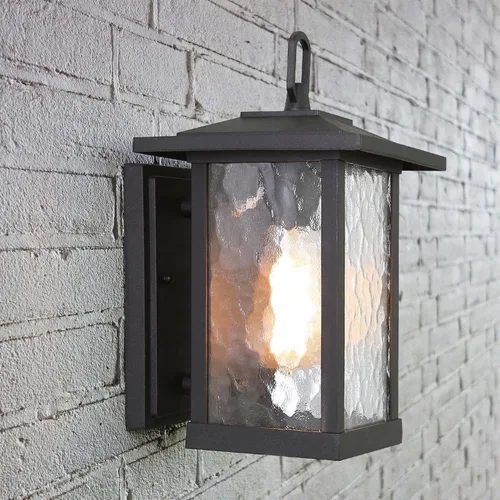 Vista 11 de Log BARN Faroles de pared para exteriores, aplique de 1 lámpara, lámparas exteriores de montaje en pared, luces de porche en acabado negro