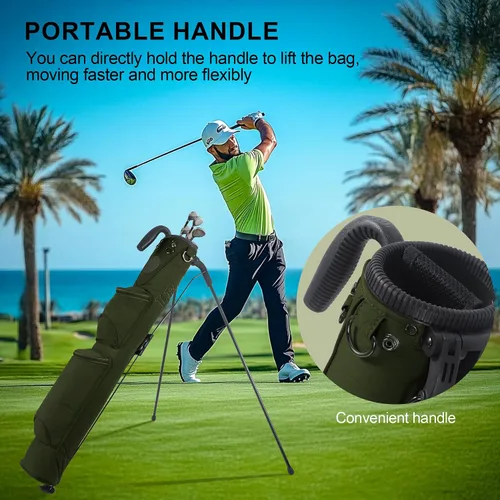 Vista 13 de Bolsa de golf ligera, fácil de llevar, pequeña bolsa de golf con divisores de longitud completa de 2 vías y bolsillos, para el campo de prácticas
