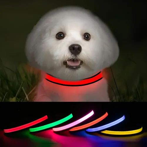 Vista 14 de Collares de perro iluminados recargables, collar de perro que brilla en la oscuridad, impermeable, collares de perro con luces LED intermitentes