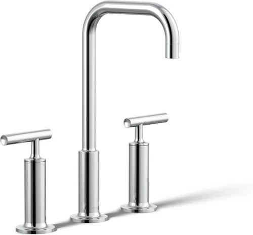 Vista 41 de KOHLER K-14408-4-AF Purist - Grifo para lavabo de baño, 3 agujeros, manijas de palanca alta generalizadas y boquilla de cuello de cisne alto, 1.2