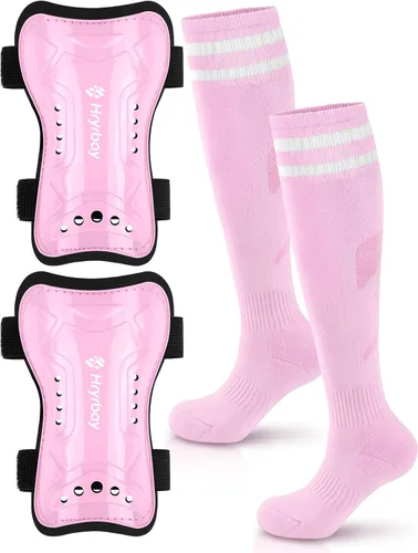 Vista 10 de Hryrbay Kids Soccer Shin Guards and Socks Toddler Soccer Shin Pads Protective Defender Gear for Boys Girls Ages 3-15 Great for Training, Matches