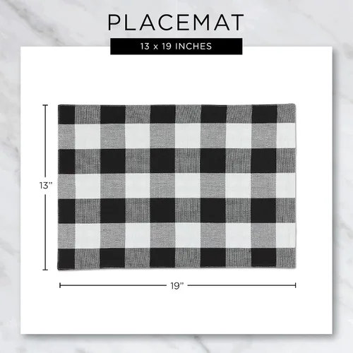 Vista 7 de DII Veranda Plaid Collection - Juego de manteles individuales decorativos de algodón para uso diario, 13 x 19 pulgadas, 4