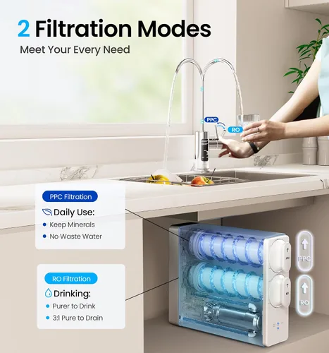 Vista 5 de KOVIET Sistema de ósmosis inversa, filtro de agua de ósmosis inversa sin tanque de 10 etapas 600 GPD, sistema de filtración de agua por ósmosis