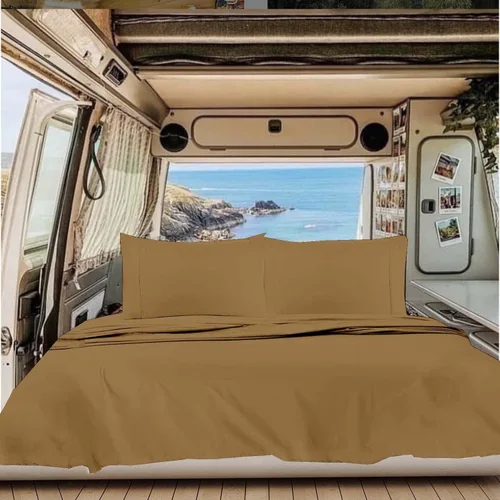 Vista 84 de NON Sticky cotton Juego de sábanas cortas de algodón egipcio de alta calidad para caravana, 4 piezas, bolsillo profundo de 12 pulgadas, suave, fácil