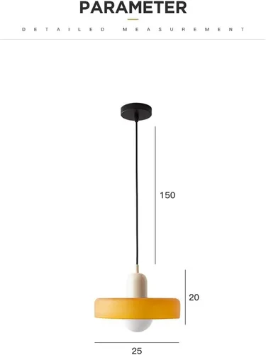 Vista 2 de Lámpara Colgante de cristal moderno de mediados de siglo, lámpara colgante de techo retro de 1 luz, lámpara creativa individual lámpara de comedor
